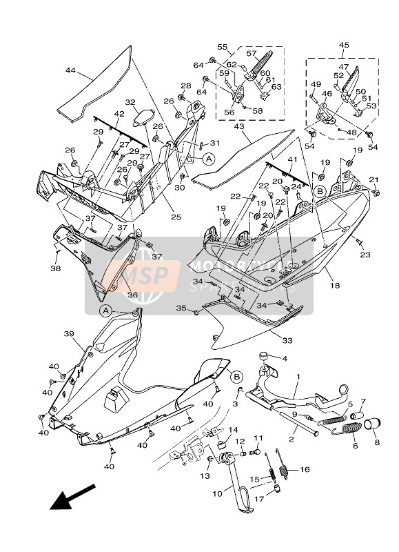 2DPF73110000, Bequille,  Laterale, Yamaha, 0